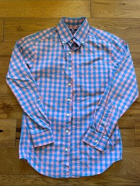 Vineyard Vines Pink and Blue Gingham Button-Down Shirt